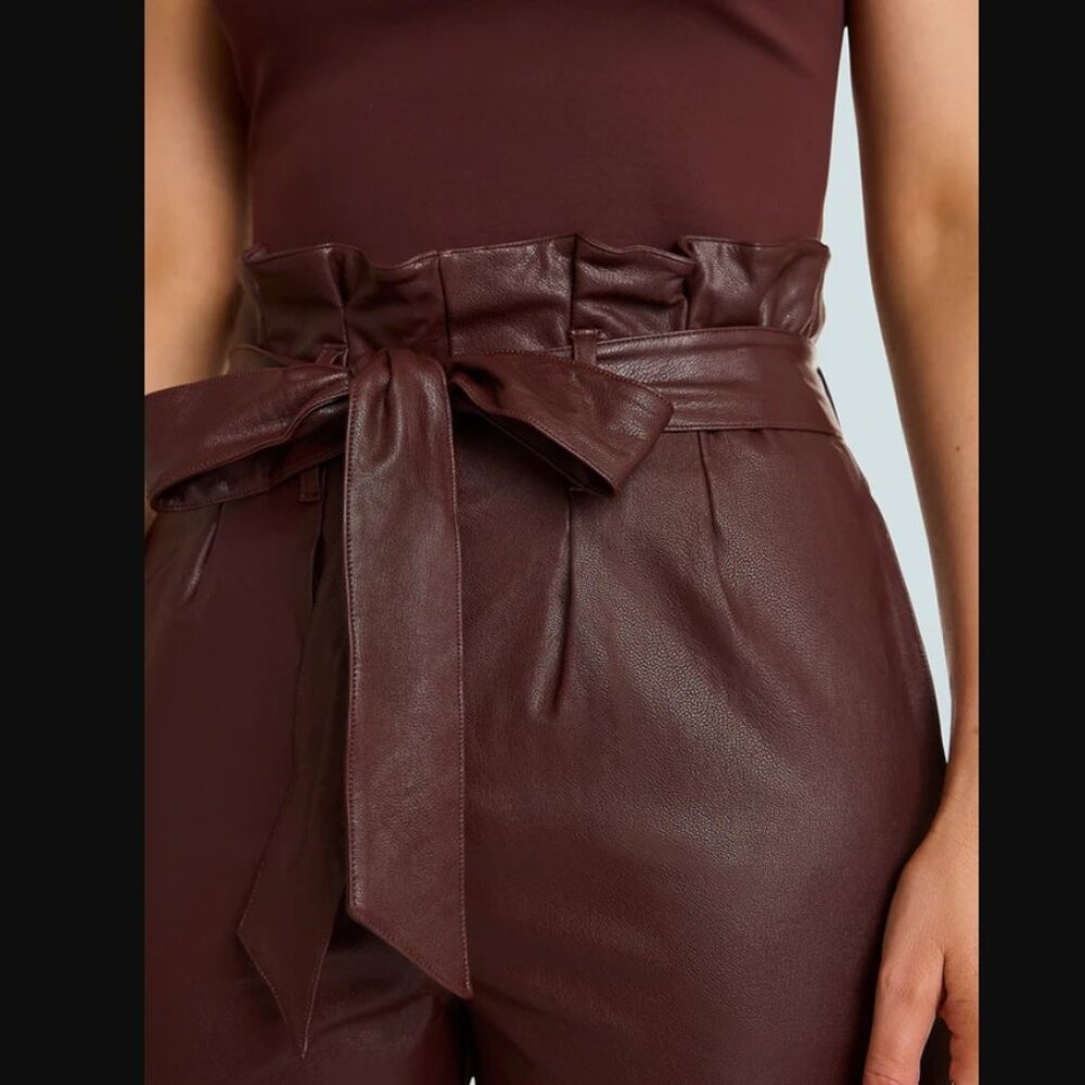 NWT Commando Paperbag Faux Leather Pant in Oxblood Size XS SLG451